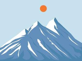 hiver Montagne avec Soleil vecteur illustration