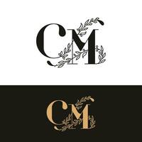 dessiné à la main mariage monogramme cm logo vecteur