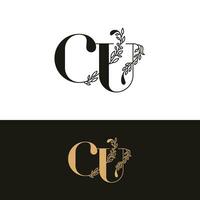 dessiné à la main mariage monogramme cu logo vecteur