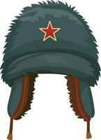 ouchanka russe chapeau plat style vecteur illustration, ouchanka chapeau, russe fourrure chapeau avec oreille couvrant volets et une étoile badge Stock vecteur image