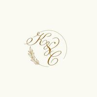 initiales kc mariage monogramme logo avec feuilles et élégant circulaire lignes vecteur