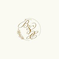 initiales bx mariage monogramme logo avec feuilles et élégant circulaire lignes vecteur