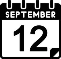 12 septembre glyphe icône vecteur