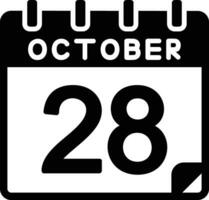 28 octobre glyphe icône vecteur