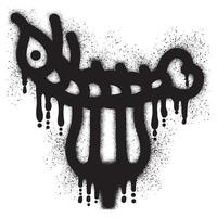 crevette graffiti sur une fourchette avec noir vaporisateur peindre vecteur