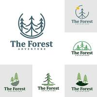 ensemble de forêt logo conception modèle. Créatif pin logo vecteur illustration.