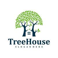arbre maison logo conception modèle. Créatif maison arbre logo vecteur illustration.