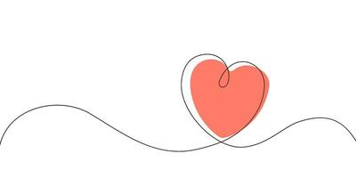 cœur et l'amour dans vecteur continu ligne art illustration de une romantique minimaliste mariage carte sur une blanc Contexte. une mariage cœur esquisser avec artistique ligne conception. vecteur illustration l'amour art.