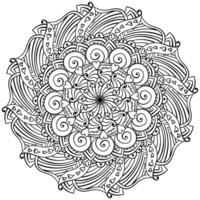 mandala avec spirale et rayé motifs, coloration page avec cœurs vecteur