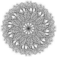 contour mandala avec des œufs dans herbe et fleurs, méditatif coloration page pour Pâques Activités vecteur