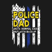 marrant mince bleu ligne police papa cadeau T-shirt vecteur