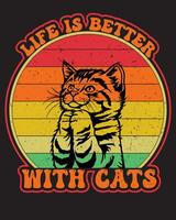 chat t chemise conception- la vie est mieux avec chats vecteur
