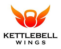kettlebel aptitude équipement et ange ailes logo conception. vecteur