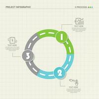 route façon infographie cercle de 3 pas et affaires Icônes pour la finance processus pas. vecteur