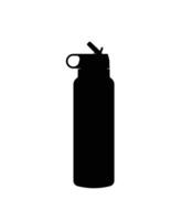 inoxydable acier l'eau bouteille avec manipuler et paille silhouette, inoxydable l'eau sport bouteille icône vecteur