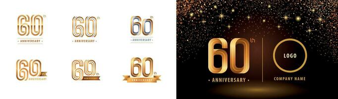 ensemble de 60e anniversaire logotype conception, soixante ans célébrer anniversaire logo vecteur