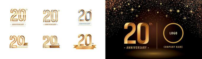 ensemble de 20e anniversaire logotype conception, vingt ans célébrer anniversaire logo vecteur