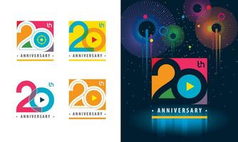 ensemble de 20e anniversaire logotype conception, vingt ans célébrer anniversaire signe vecteur