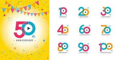 ensemble de anniversaire logotype conception, célébrer anniversaire coloré logo vecteur