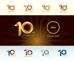 ensemble de 10e anniversaire logotype conception, Dix ans fête anniversaire logo vecteur