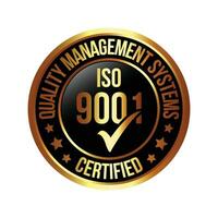 iso 9001 agréé caoutchouc timbre, badge, étiqueter, logo, qms la norme vecteur, international qualité la gestion systèmes approuvé emblème avec vérifier marquer, affaires conception éléments vecteur illustration