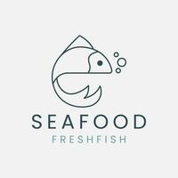 poisson mer ligne art logo vecteur illustration modèle conception. mer nourriture icône conception