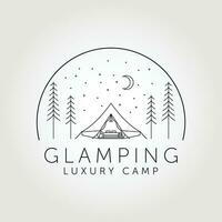 glamping des loisirs logo ligne art vecteur illustration conception