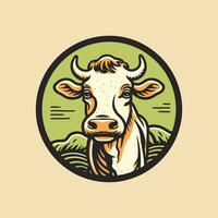 vache tête logo. ferme animal vecteur illustration. vache tête dans cercle.