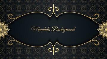 fond de luxe noir avec mandala doré vecteur