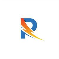 initiale lettre r icône logo conception modèle avec foudre - tonnerre - boulon - électrique - vecteur