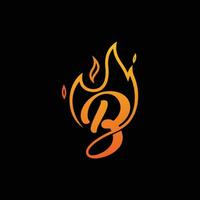 flamme b lettre logo conception icône avec Orange Jaune couleurs et flammes vecteur illustration.