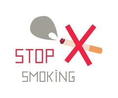 Arrêtez fumeur une inscription. franchi en dehors cigarette avec fumée. vecteur illustration