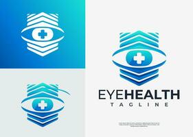 moderne abstrait optique œil médical bouclier logo conception marque vecteur