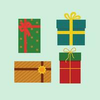 Noël et fête illustration plat vecteur dans dessin animé style. mignonne cadeaux. joyeux Noël. pour Noël et fête cartes, bannières, étiqueter, Étiquettes, Contexte.