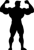 musclé bodybuilder homme silhouette vecteur