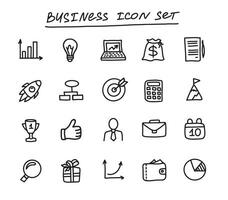 affaires contour vecteur Icônes ensemble pour gestion, finance, stratégie, commercialisation. main tiré griffonnage illustration sur blanc Contexte pour mobile concepts et la toile applications