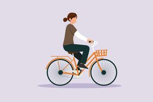 gens équitation vélos sur ville rue concept. coloré plat vecteur illustration isolé.