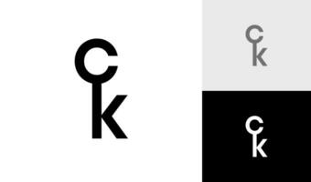 lettre ck initiale monogramme avec clé forme logo conception vecteur