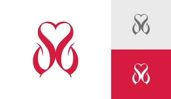 lettre ss monogramme avec cœur symbole logo conception vecteur
