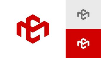 lettre mc ou cm initiale hexagone monogramme logo conception vecteur