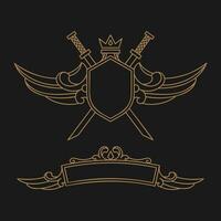 héraldique composition avec couronne, épée, ailes et bouclier. - vecteur. vecteur