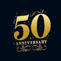 50 anniversaire luxueux d'or Couleur 50 ans anniversaire fête logo conception modèle vecteur