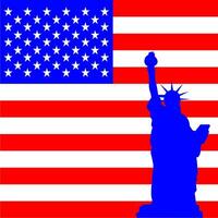 indépendance journée affiche, bannière, prospectus, arrière-plan, modèle, avec le salutation, Etats-Unis drapeau, décoration, et américain célèbre Repères dans le Contexte. vecteur