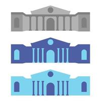 icône de bâtiment de musée ou de banque. architecture de la ville, bâtiment du gouvernement public. symbole du musée d'art. illustration de l'icône bleue. illustration vectorielle isolée vecteur