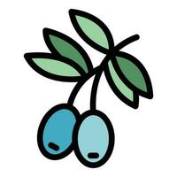 Olives branche icône vecteur plat