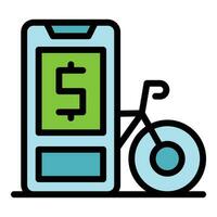 téléphone intelligent bicyclette location icône vecteur plat