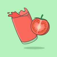 tomate jus dessin animé vecteur illustration. Frais tomate jus plat icône contour