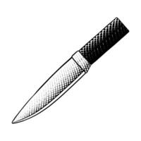 couteau icône ou illustration dans gravure style vecteur
