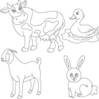 contour griffonnage ferme clipart ensemble dans dessin animé style pour Les agriculteurs et des gamins qui l'amour ferme la vie et pays la vie vecteur