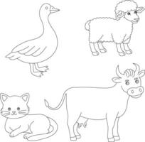 contour griffonnage ferme clipart paquet dans dessin animé style pour Les agriculteurs et des gamins qui l'amour ferme la vie et pays la vie vecteur